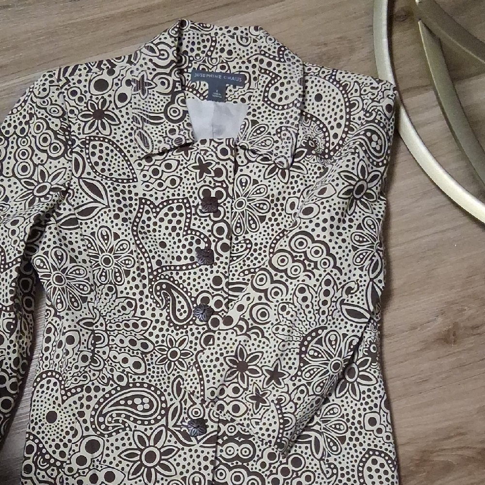 Josephine Chaus Black and Cream Patterned Blazer